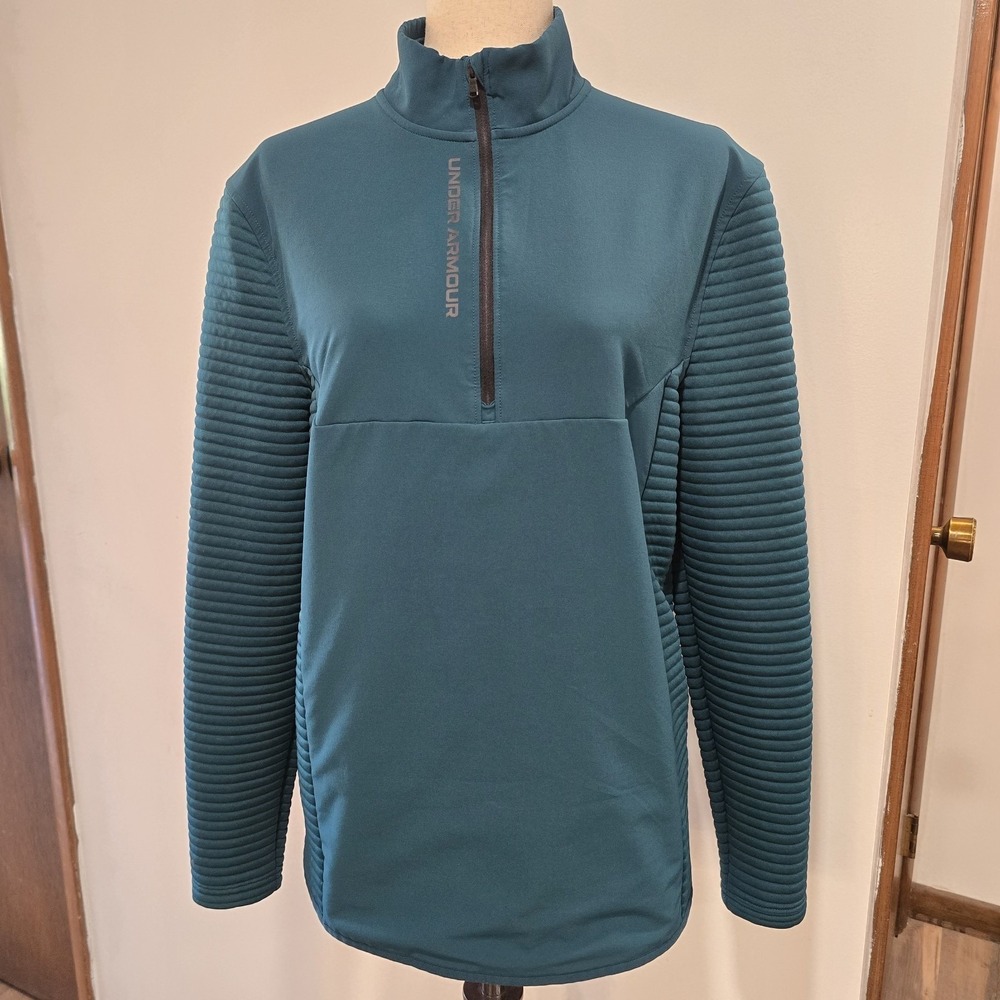 Under Armour Golf Pullover Womens Teal Green 1/4 Zip Long Sleeve Sweatshirt M